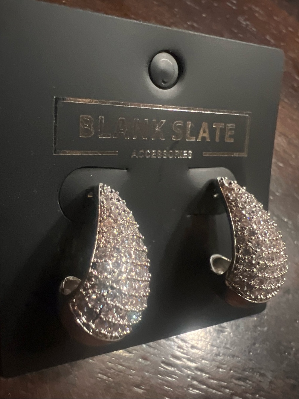 Silver color Rhinestone Crystal stud earrings - Picture 2 of 2